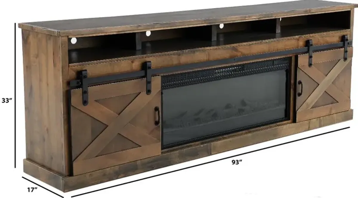 Farmhouse Brown 94" Fireplace TV Stand