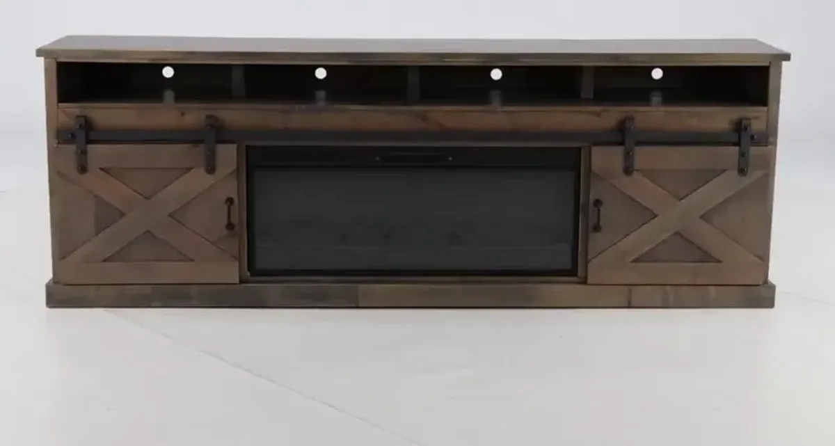 Farmhouse Brown 94" Fireplace TV Stand