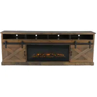 Farmhouse Brown 94" Fireplace TV Stand
