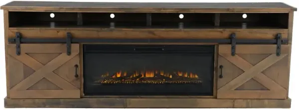 Farmhouse Brown 94" Fireplace TV Stand
