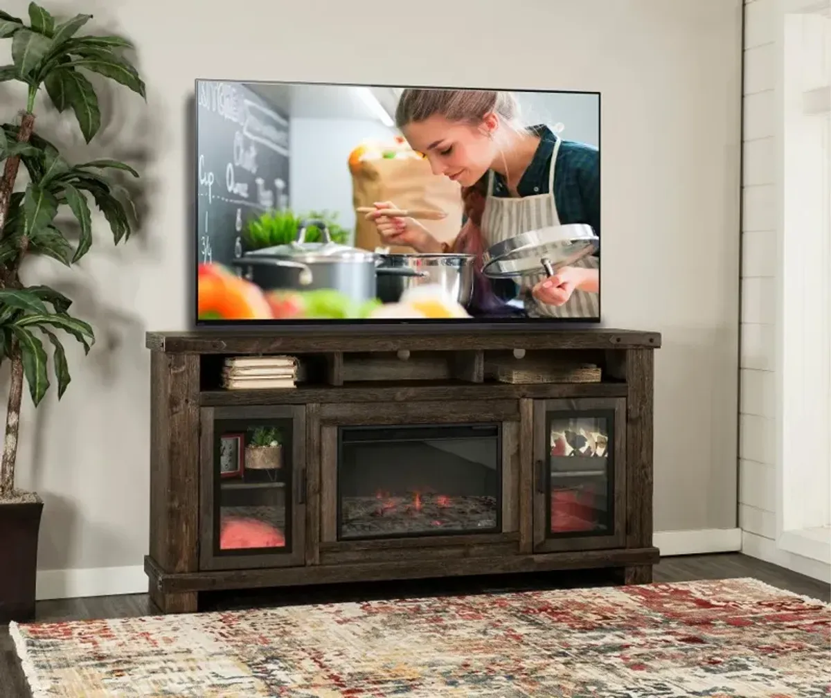 Sawyer Maple Brown 78 Inch Fireplace TV Stand