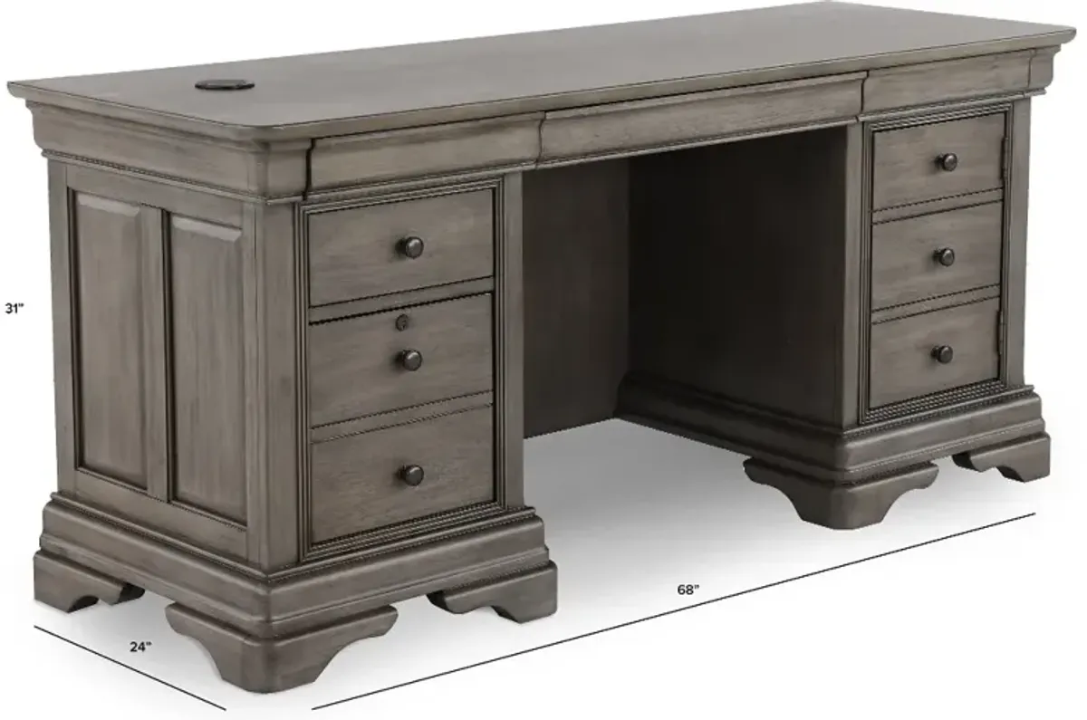 Sinclair Ash Gray 68 Inch Credenza