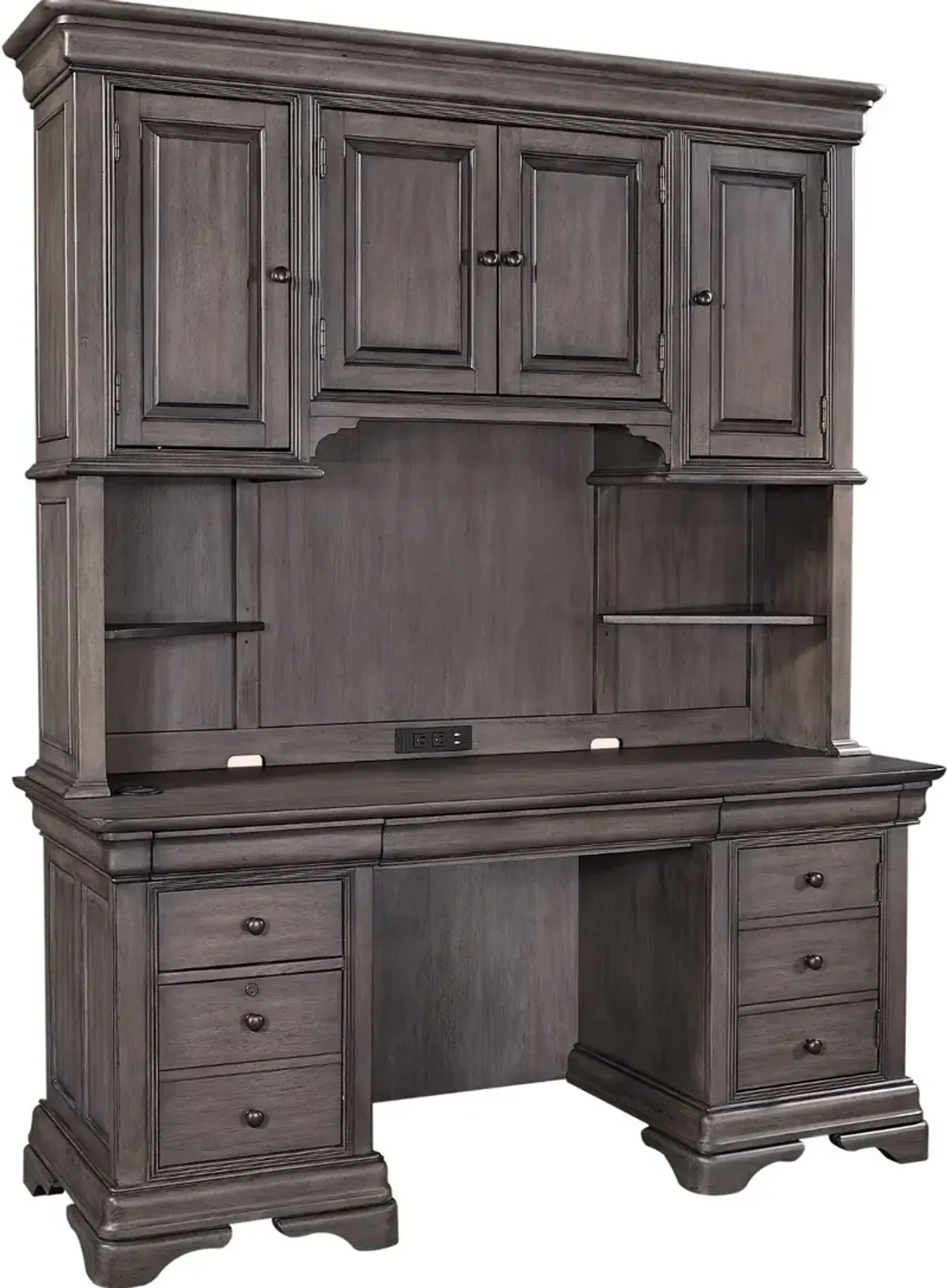 Sinclair Ash Gray Credenza and Hutch