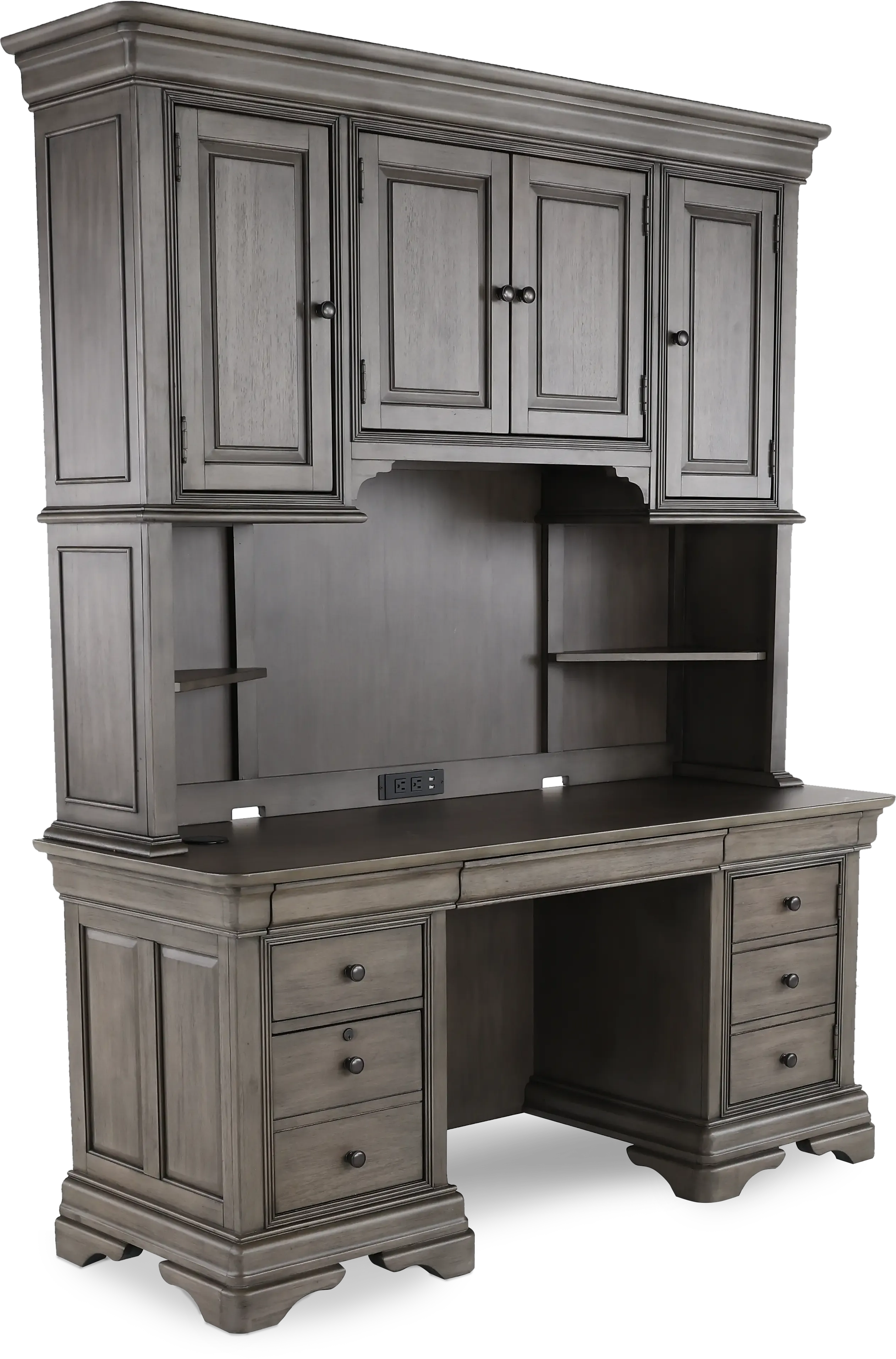 Sinclair Ash Gray Credenza and Hutch