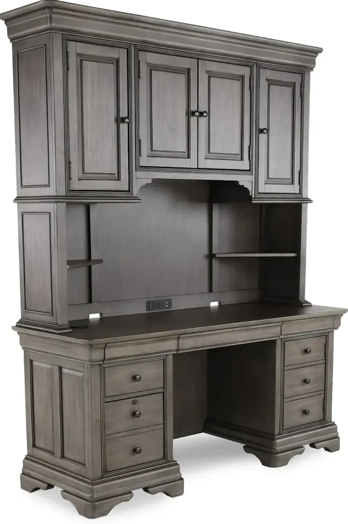 Sinclair Ash Gray Credenza and Hutch