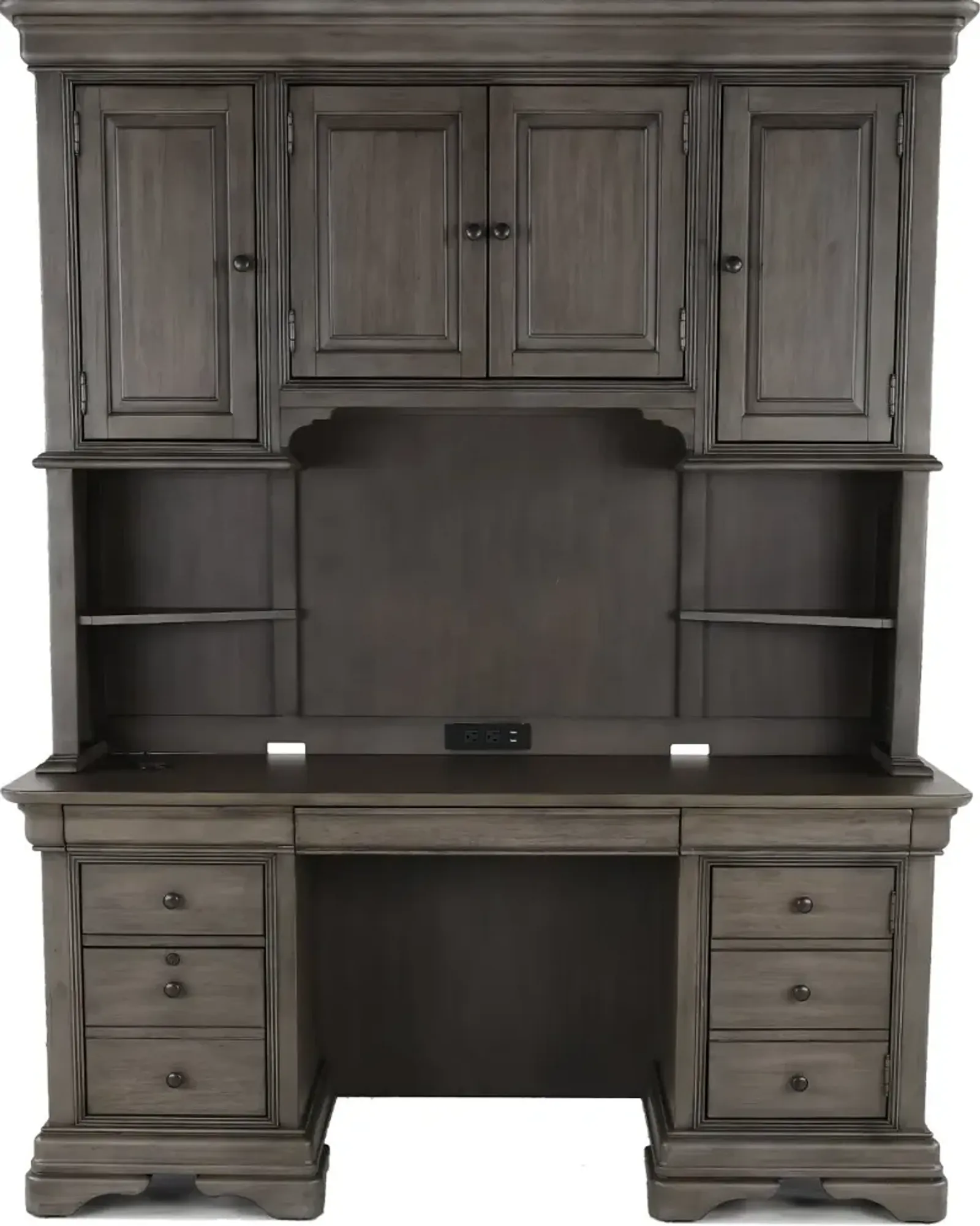 Sinclair Ash Gray Credenza and Hutch