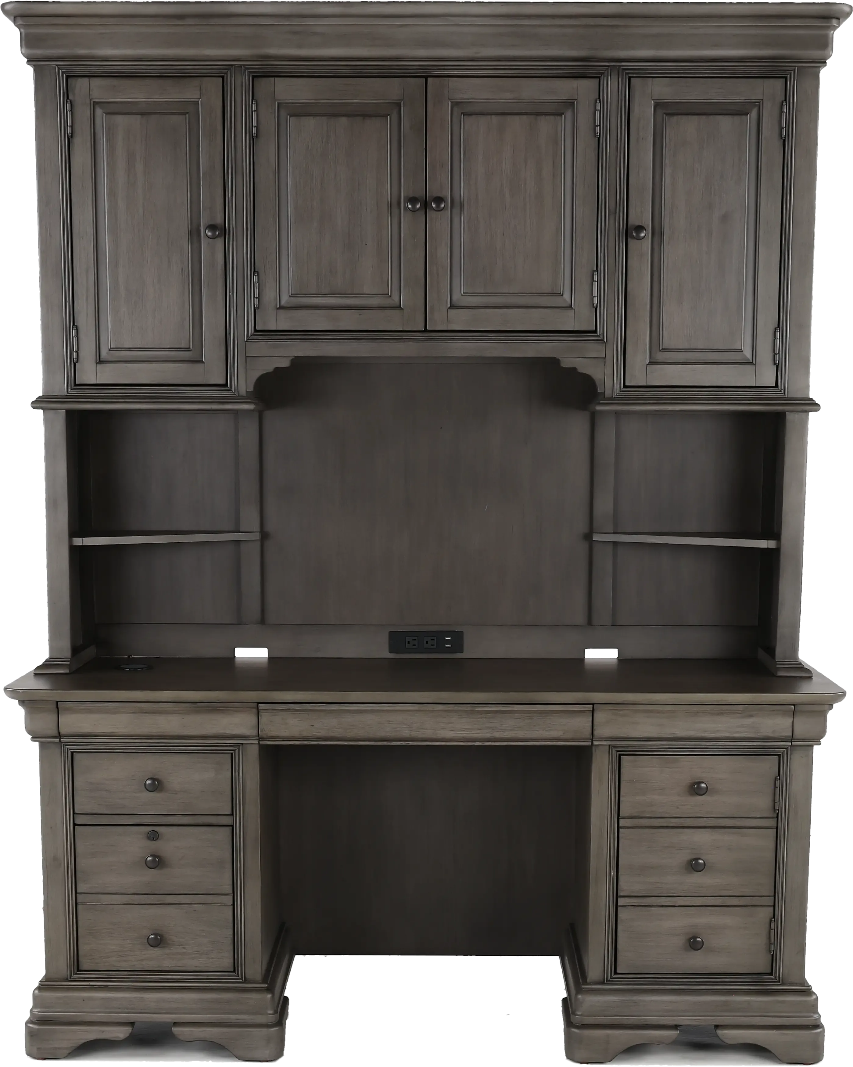 Sinclair Ash Gray Credenza and Hutch