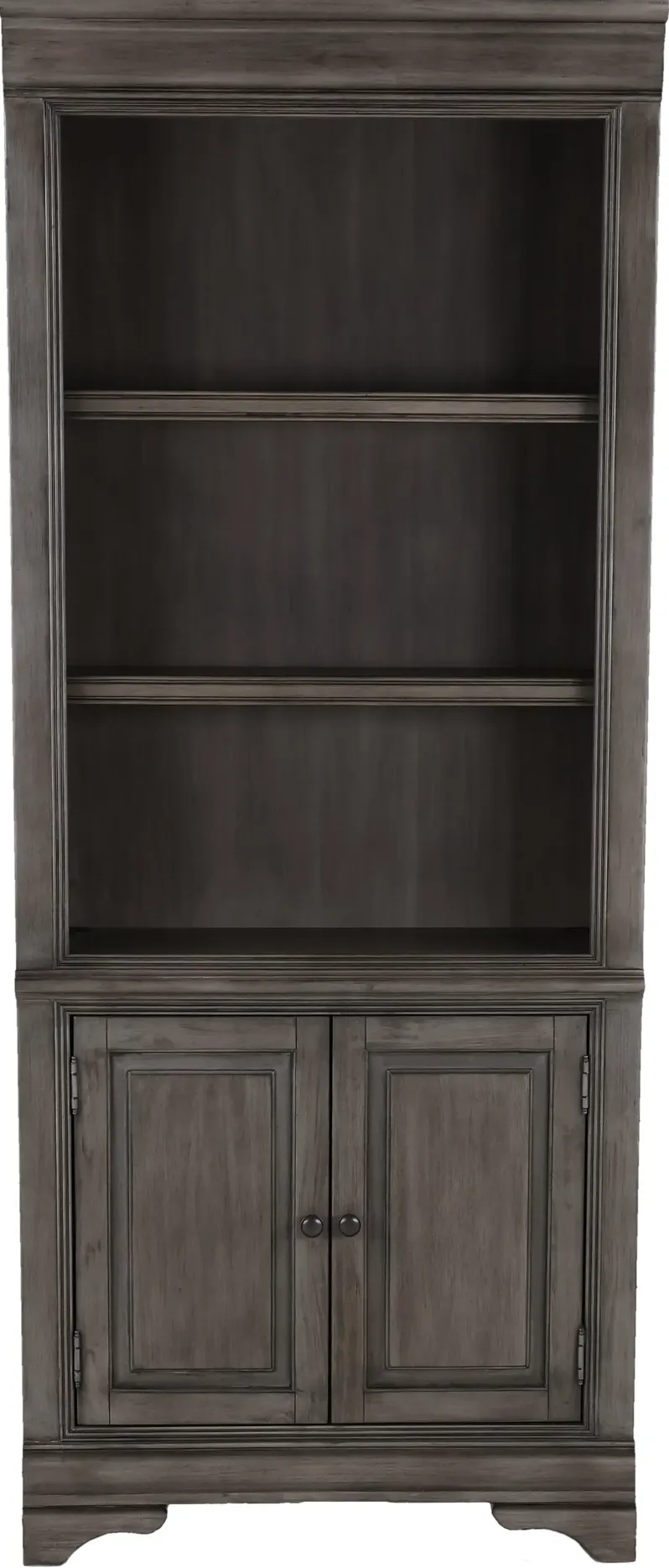 Sinclair Ash Gray Bookcase with Door