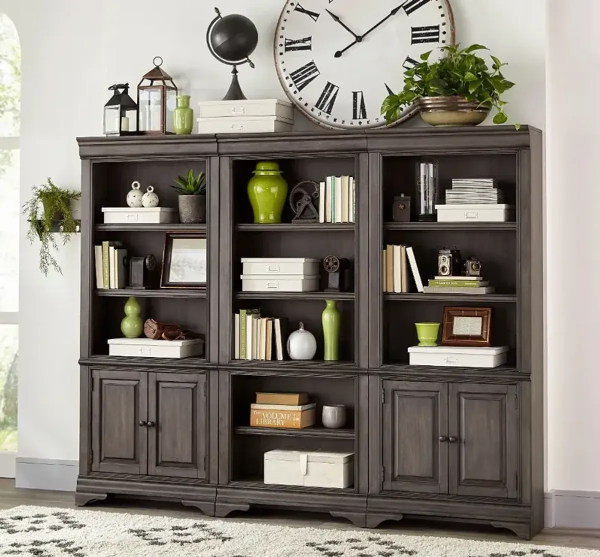 Sinclair Ash Gray Bookcase with Door