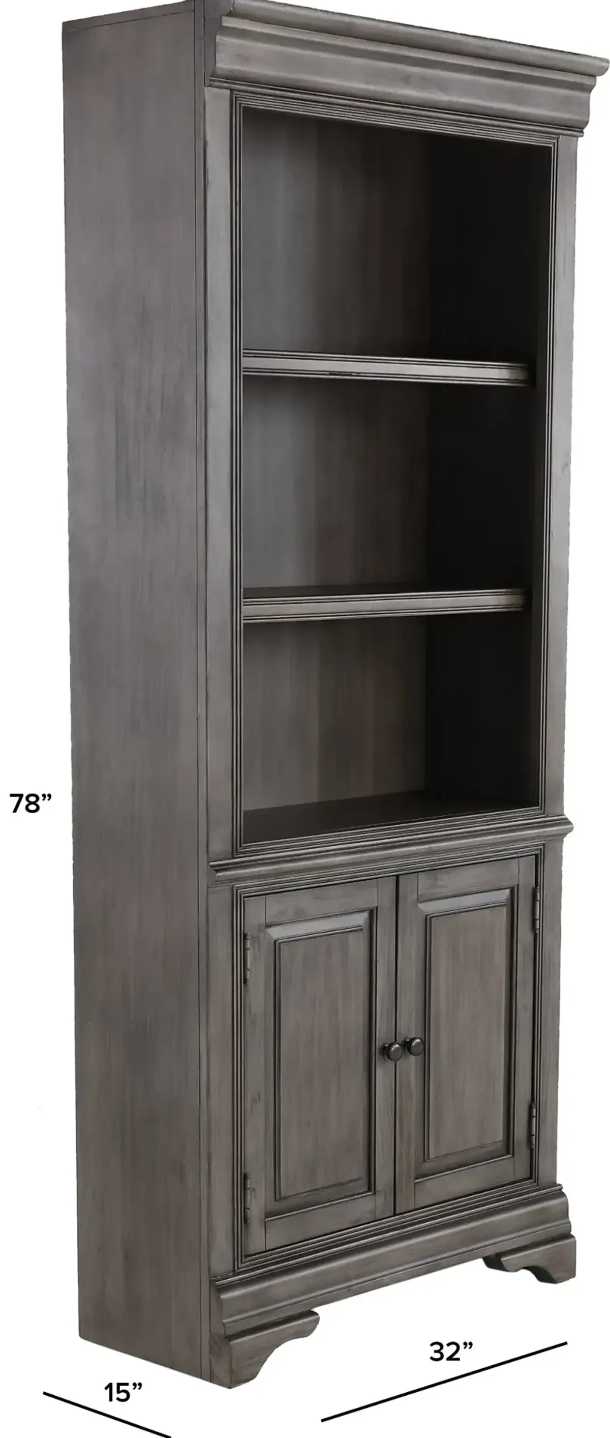 Sinclair Ash Gray Bookcase with Door