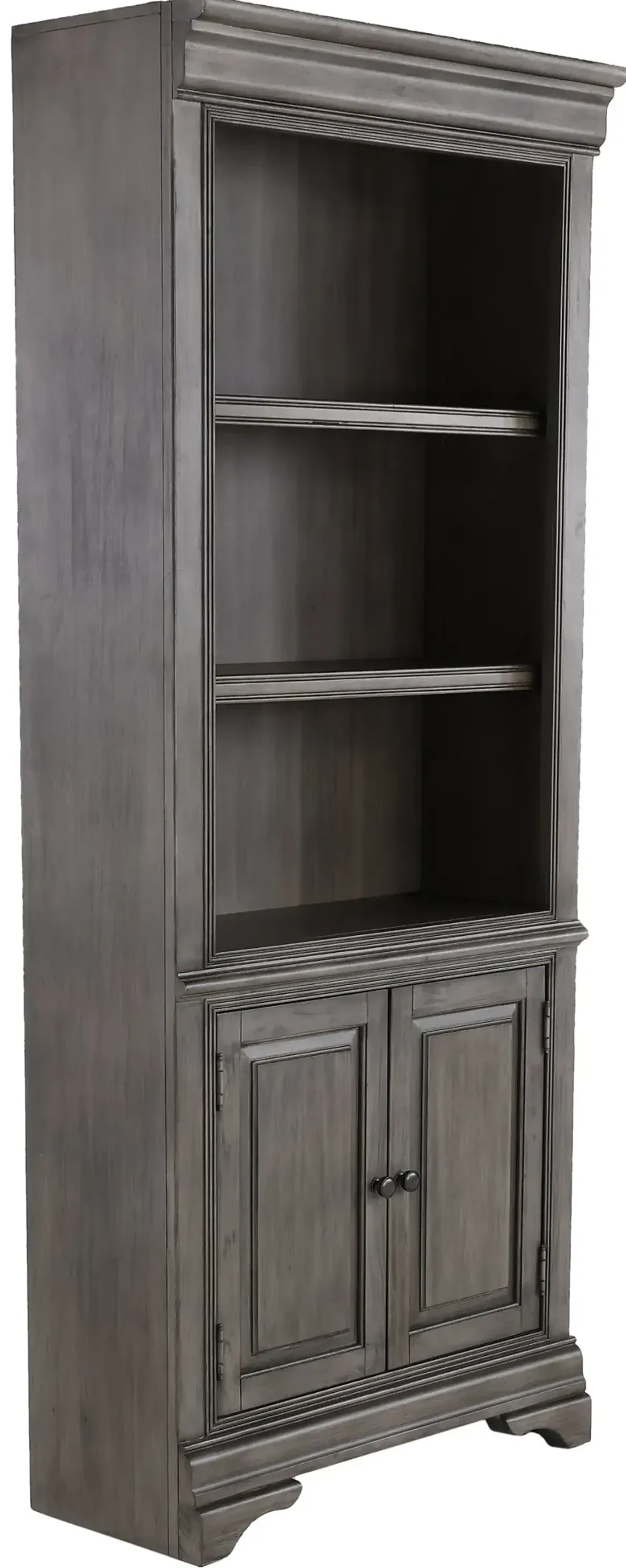 Sinclair Ash Gray Bookcase with Door