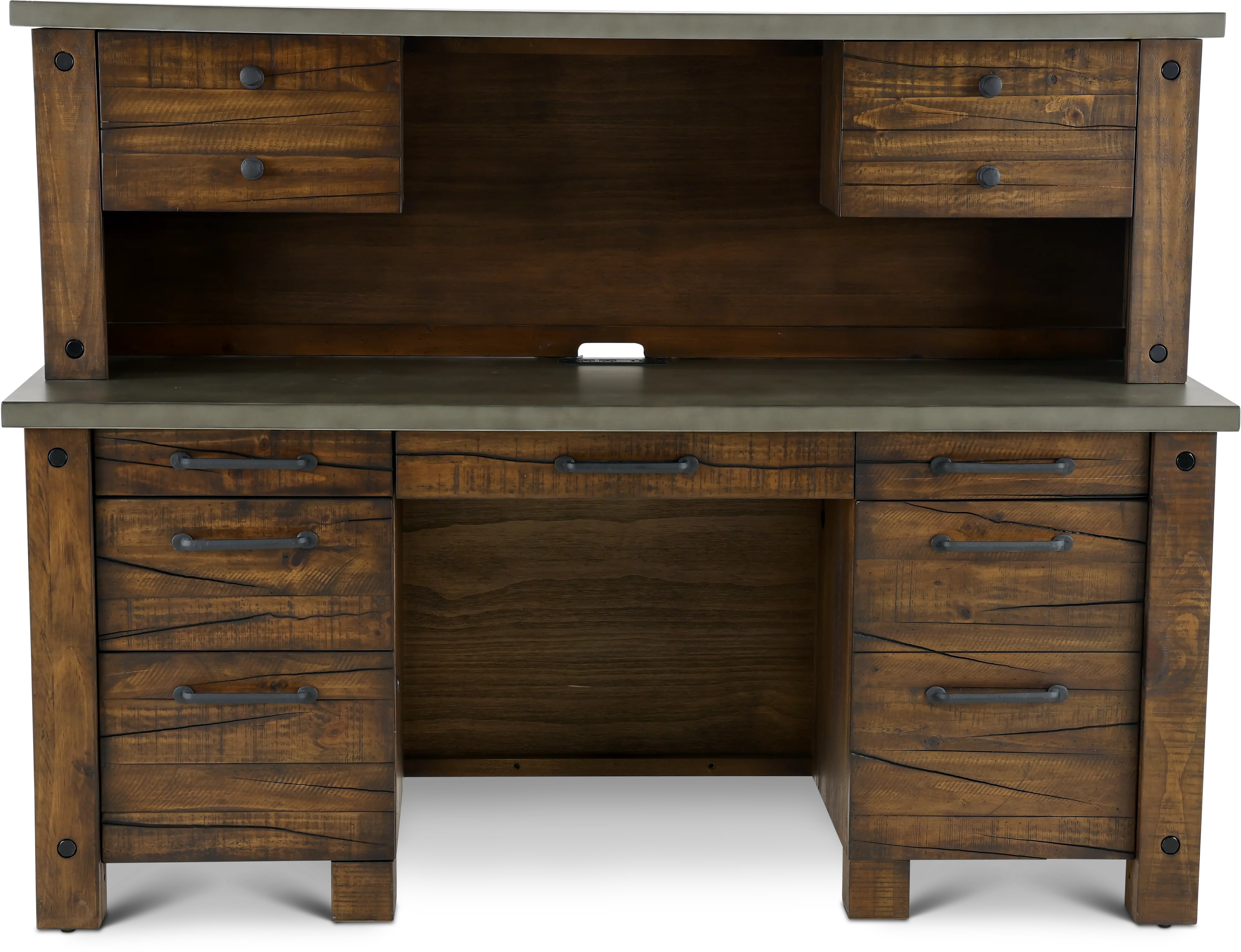 Jasper Rustic Pine Credenza and Hutch