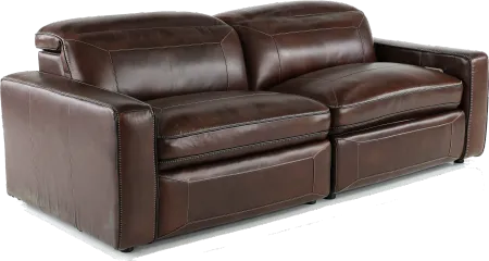 Spaces Brown Leather Power Reclining Sofa