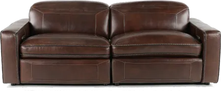 Spaces Brown Leather Power Reclining Sofa