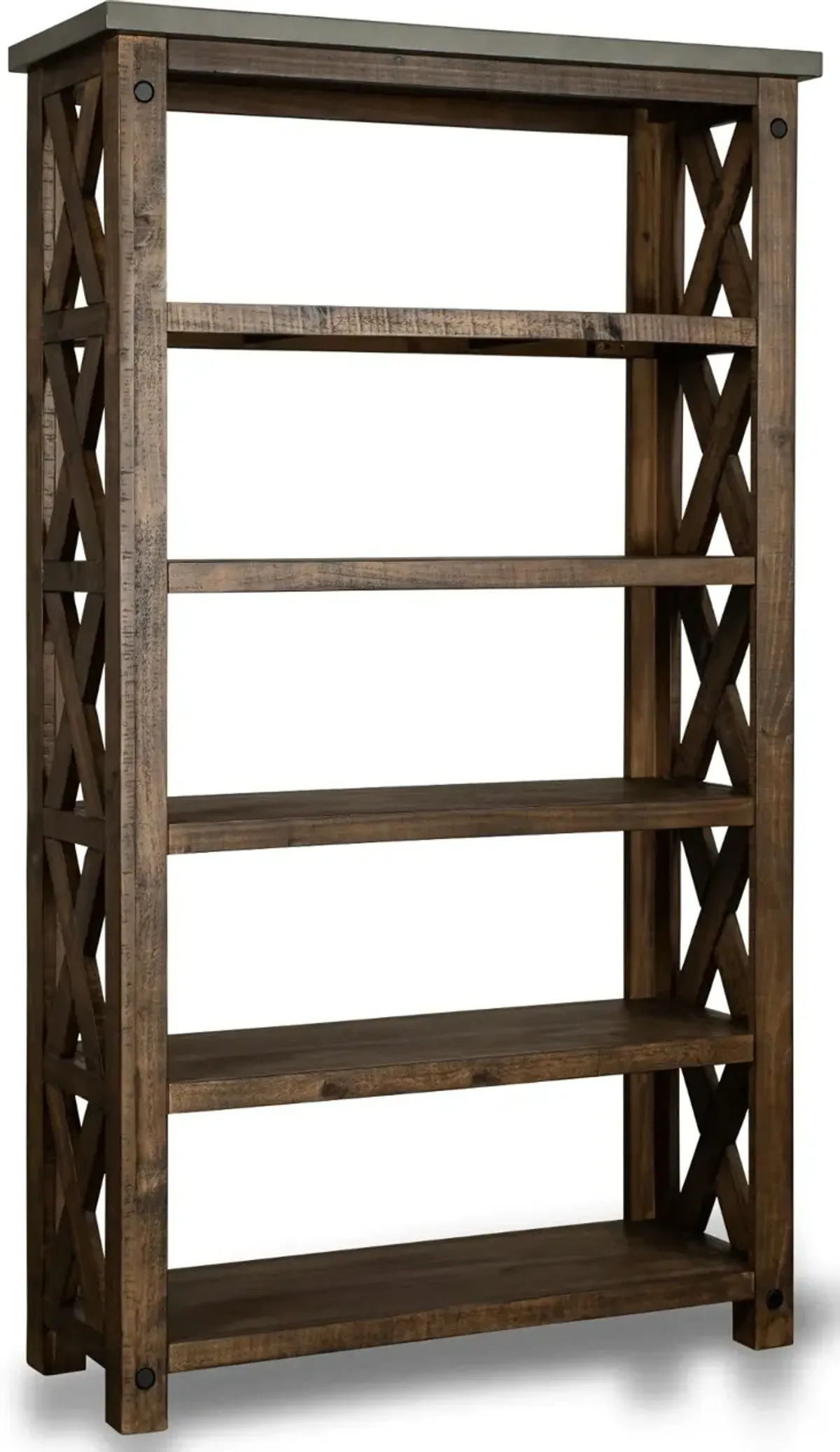 Jasper Rustic Open Shelf Bookcase