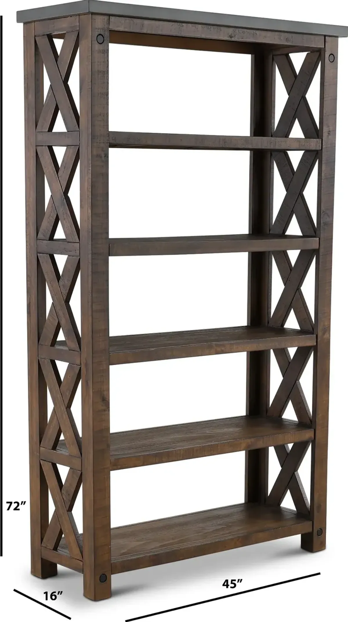 Jasper Rustic Open Shelf Bookcase