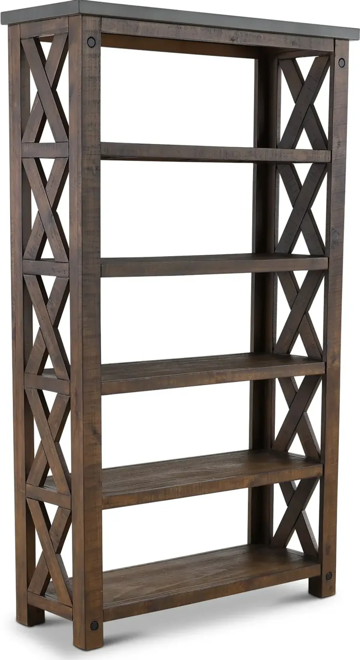 Jasper Rustic Open Shelf Bookcase