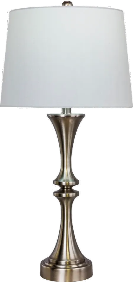 Brushed Steel Metal Table Lamp with USB Port