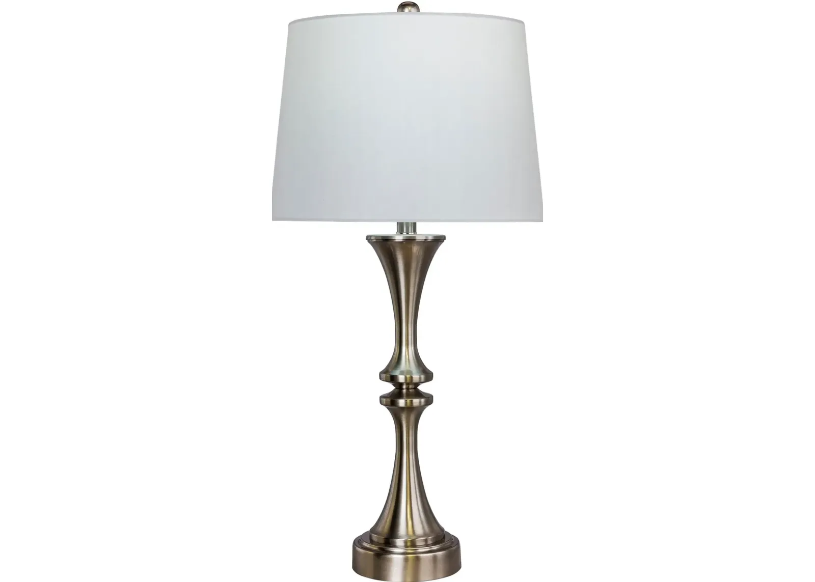 Brushed Steel Metal Table Lamp with USB Port