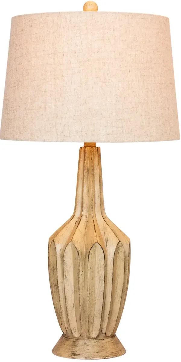 Distressed Beige Resin Table Lamp