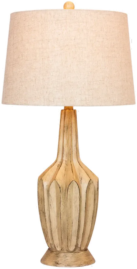 Distressed Beige Resin Table Lamp