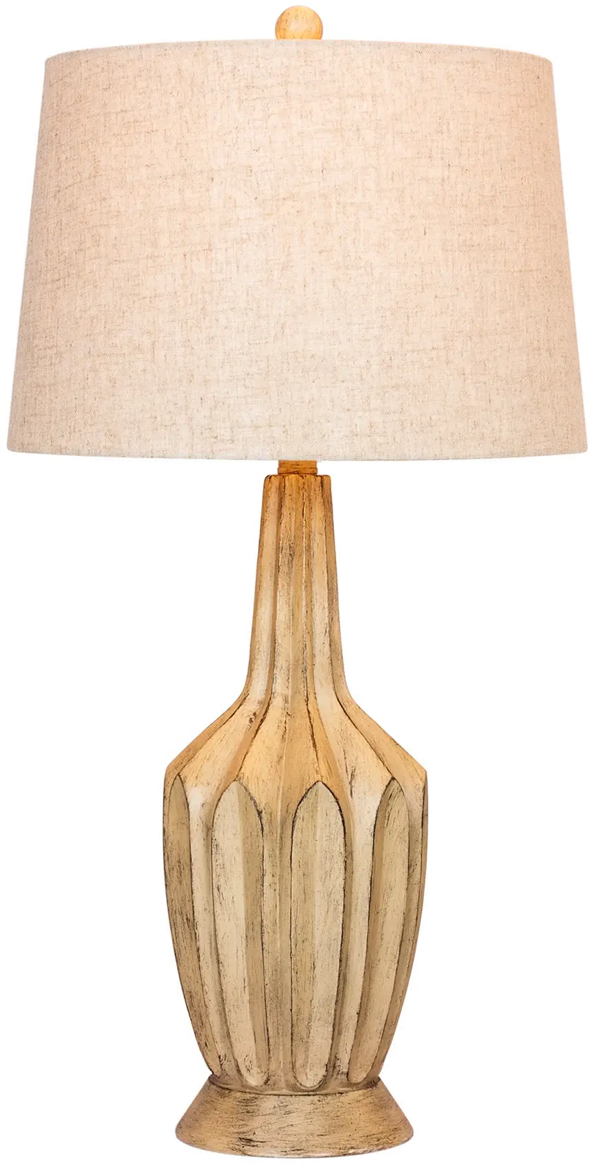 Distressed Beige Resin Table Lamp