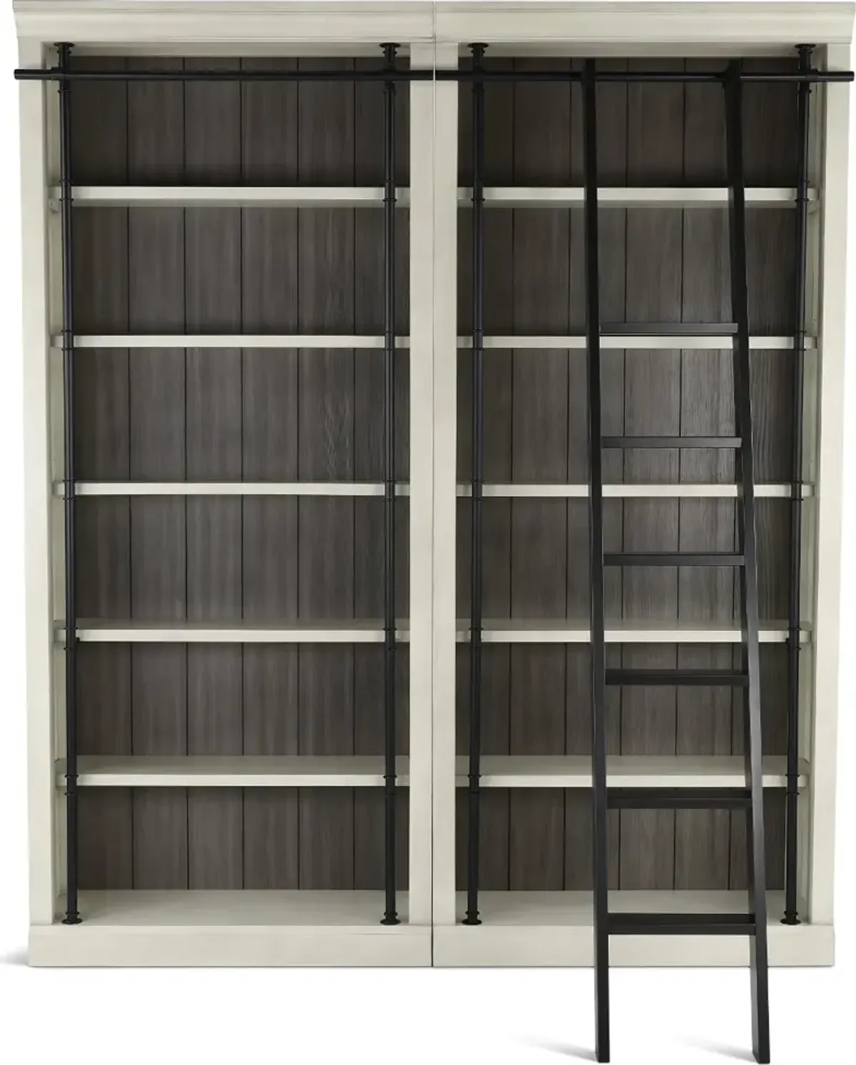 Toulouse Country Chic White Bookcase and Ladder Set