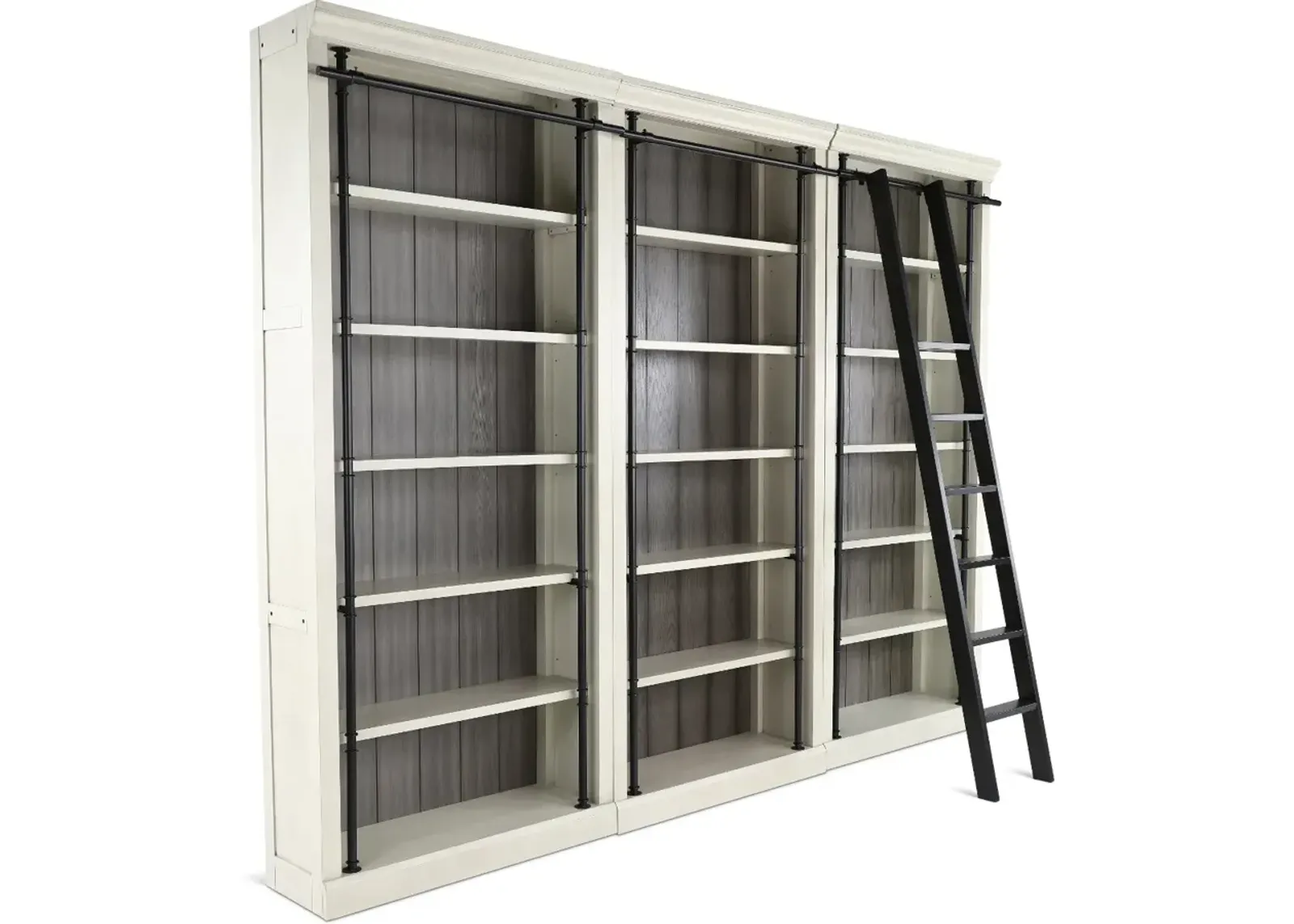 Toulouse White 4 Piece Bookcase with Metal Ladder