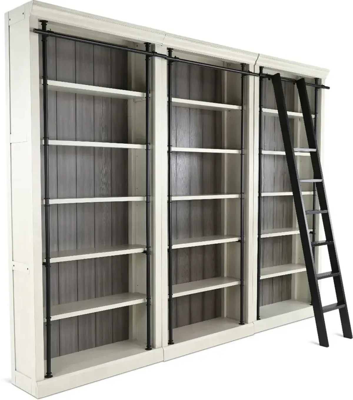 Toulouse White 4 Piece Bookcase with Metal Ladder