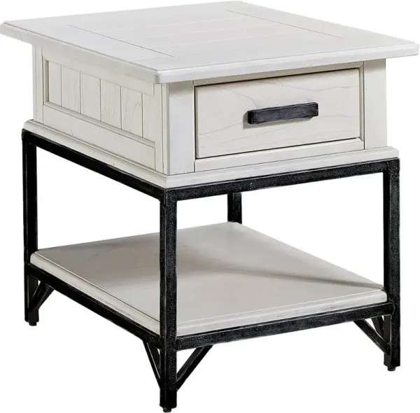 Brandon Creek White End Table with Drawer