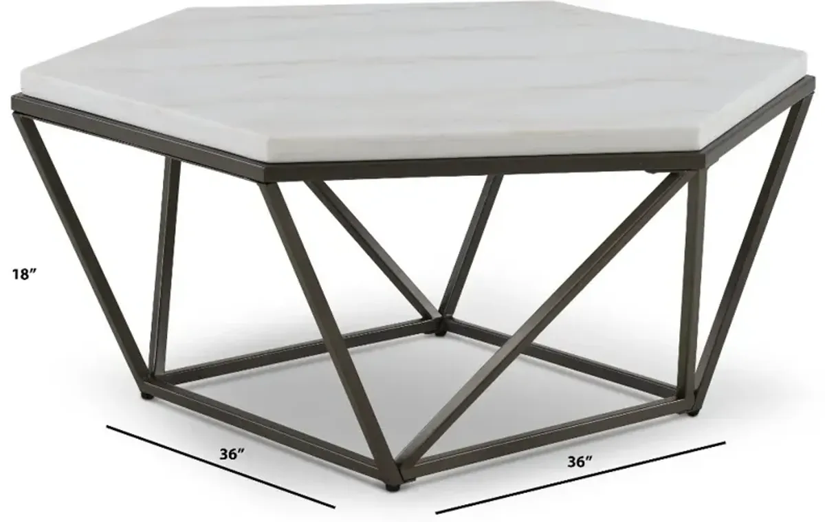 Corvus Modern Coffee Table with White Marble Top