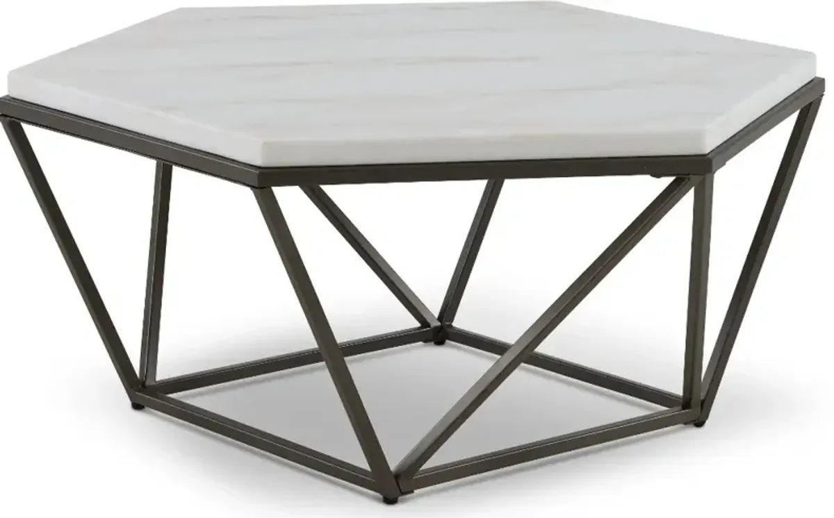 Corvus Modern Coffee Table with White Marble Top