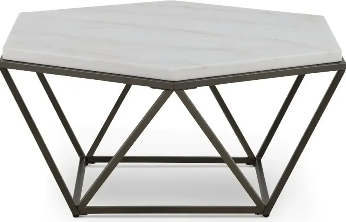 Corvus Modern Coffee Table with White Marble Top