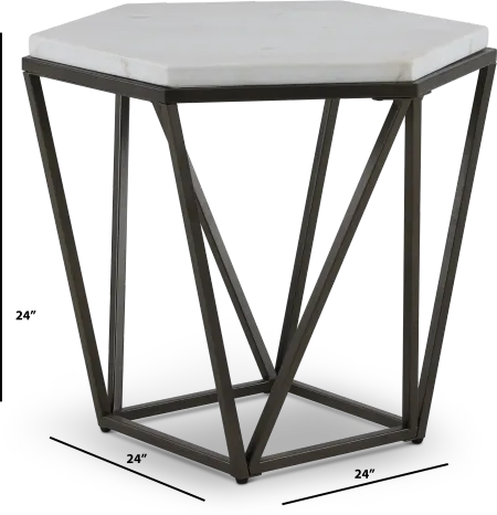 Corvus Modern End Table with White Marble