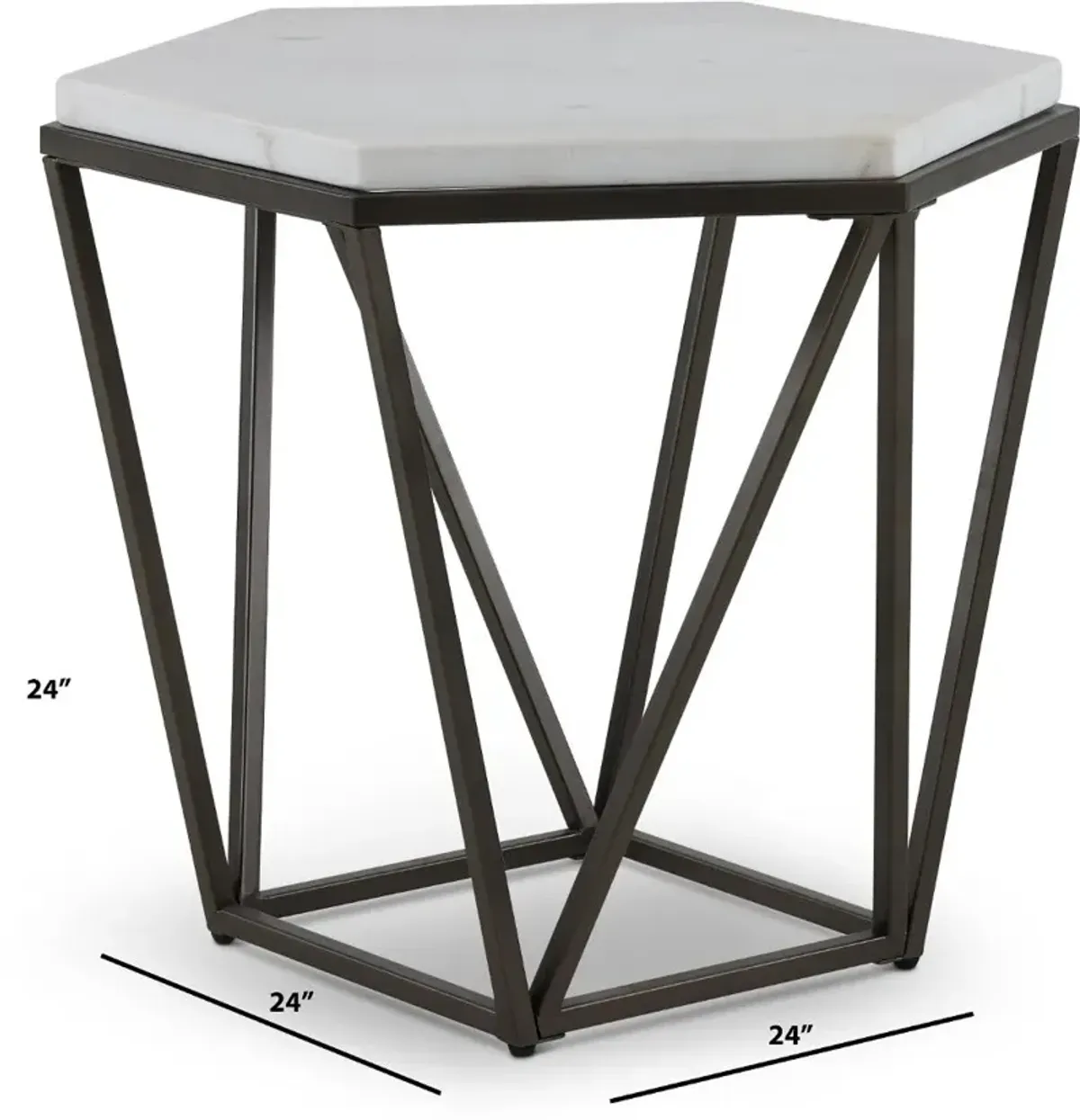 Corvus Modern End Table with White Marble