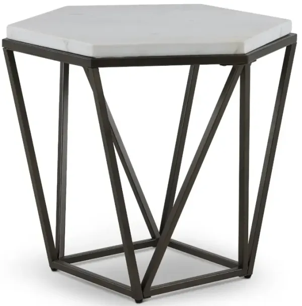 Corvus Brown and White Marble End Table