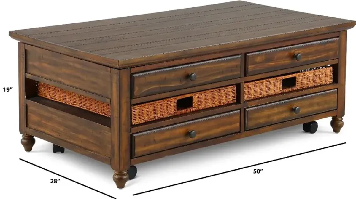 Cottage Lane Coffee Brown Lift-top Coffee Table