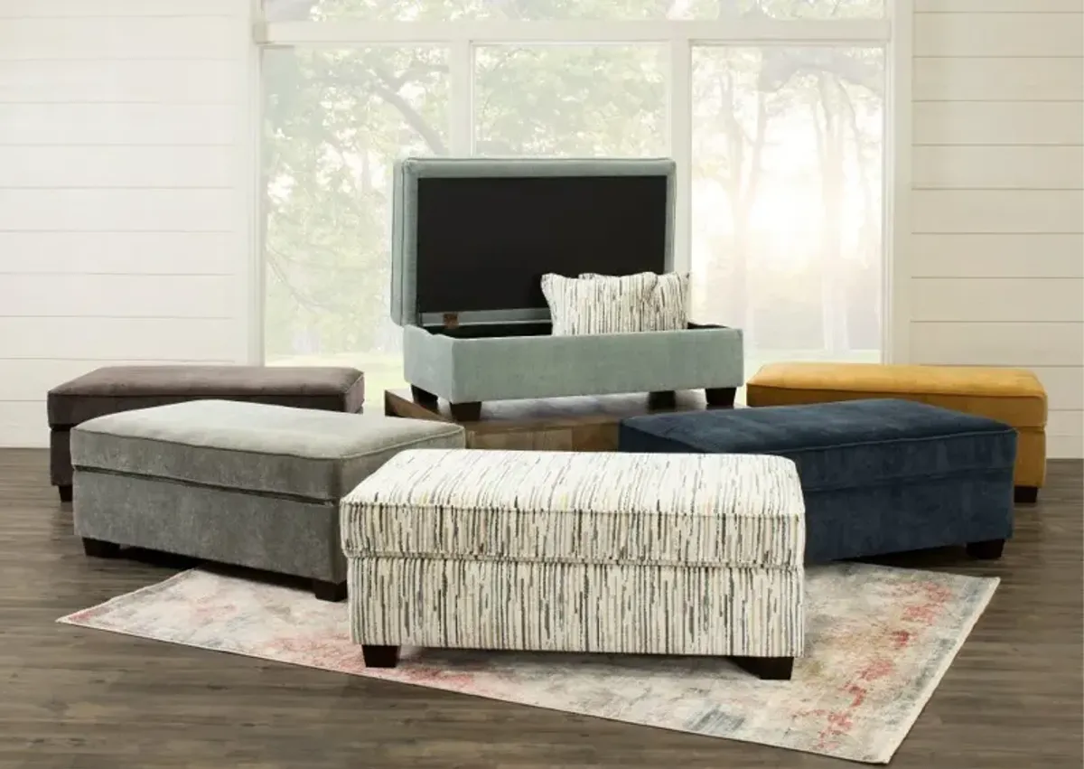 Marinette Blue Storage Ottoman