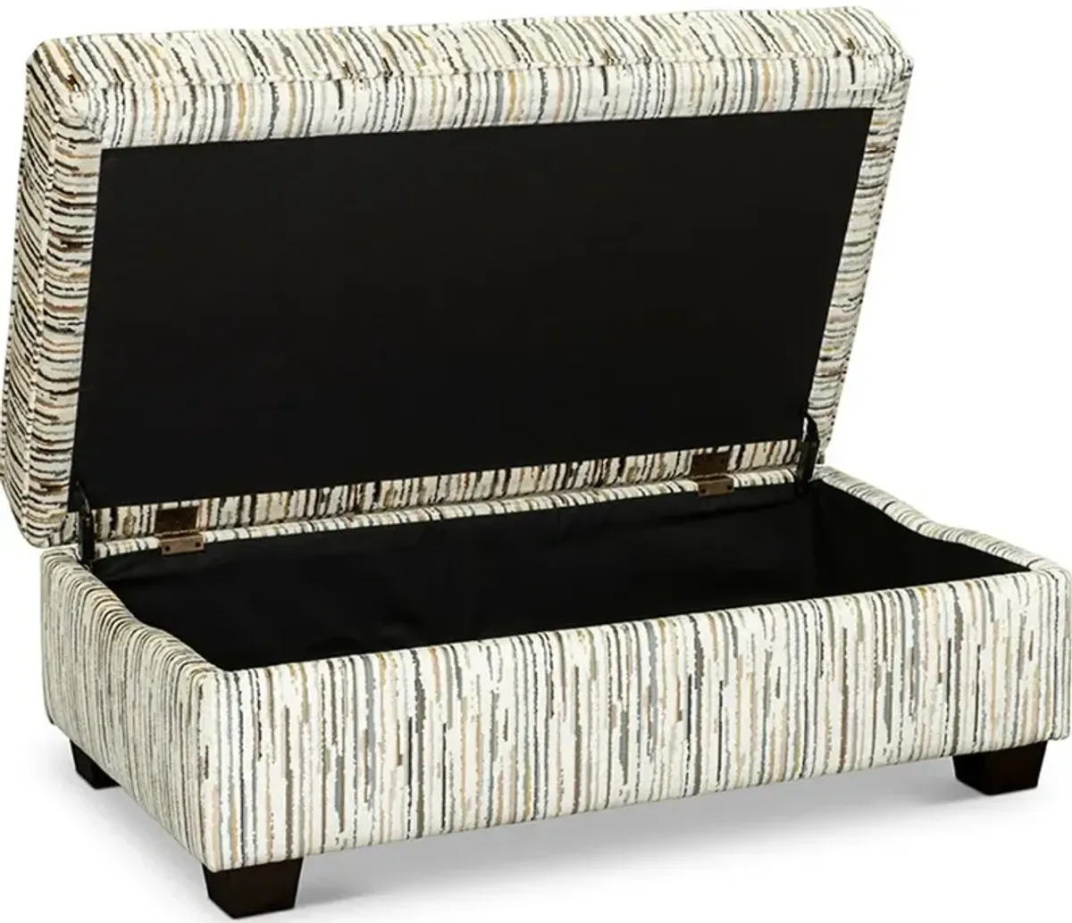 Marinette Cream and Multi Color Storage Ottoman