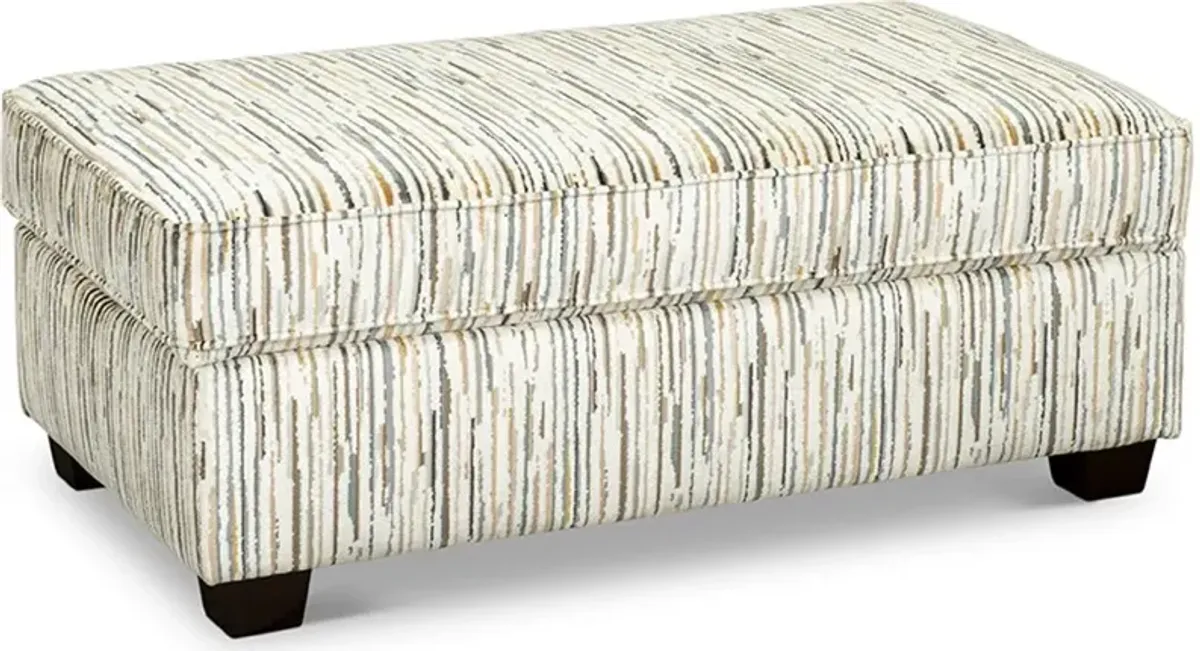 Marinette Cream and Multi Color Storage Ottoman