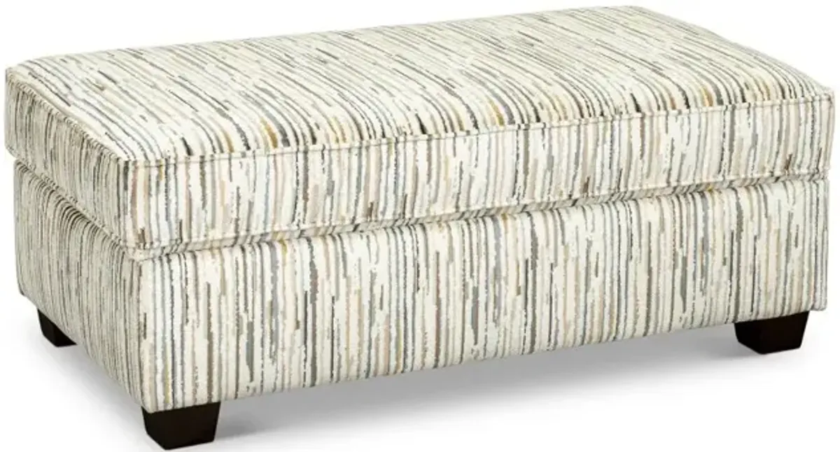 Marinette Cream and Multi Color Storage Ottoman