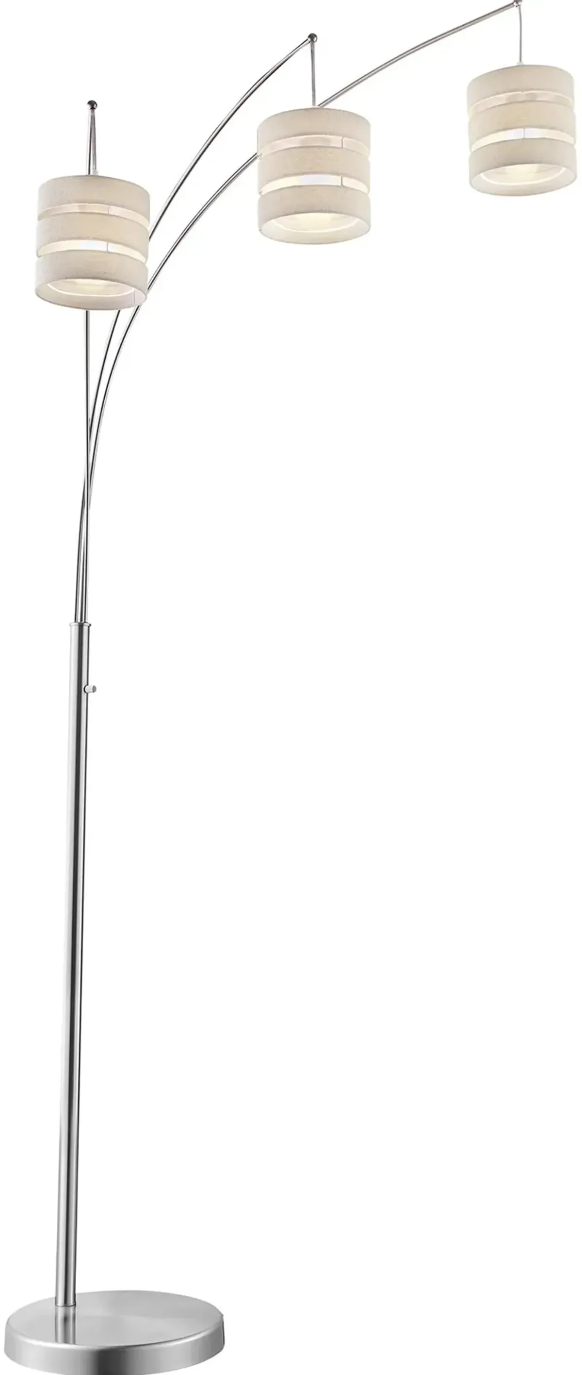 Brushed Nickel 3 Light Arch Floor Lamp - Falon