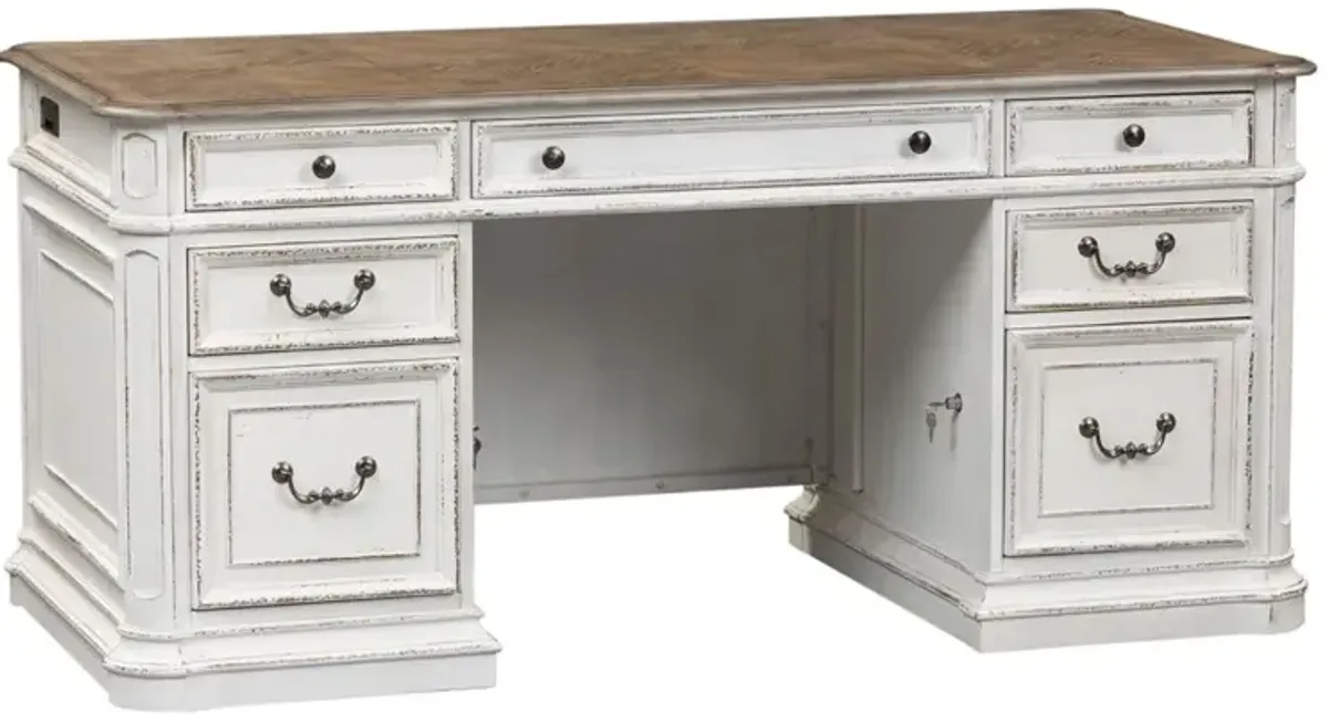 Magnolia Manor Antique White Jr. Executive Desk