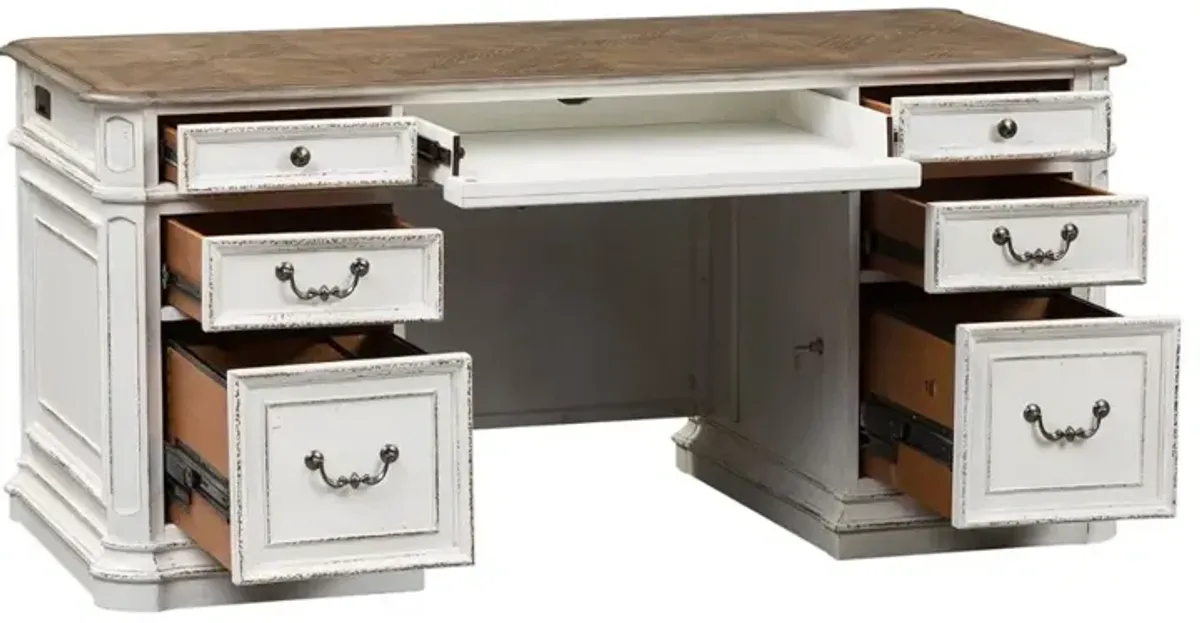 Magnolia Manor Antique White Jr. Executive Desk