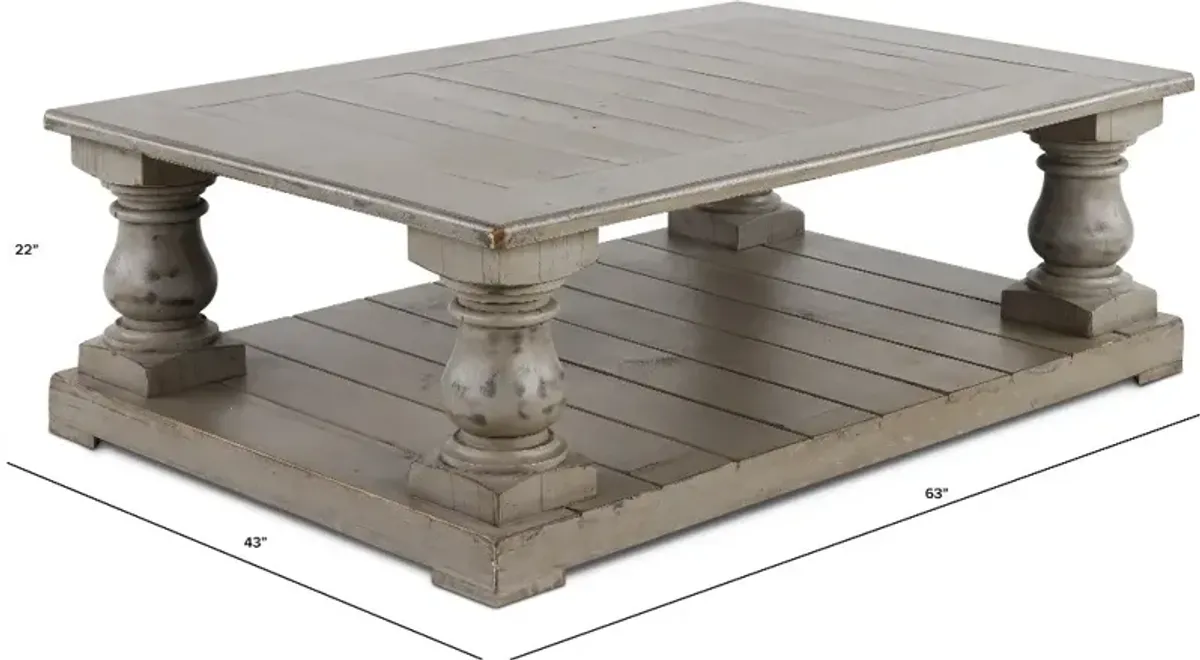 Ivan Weathered Gray Traditional Coffee Table