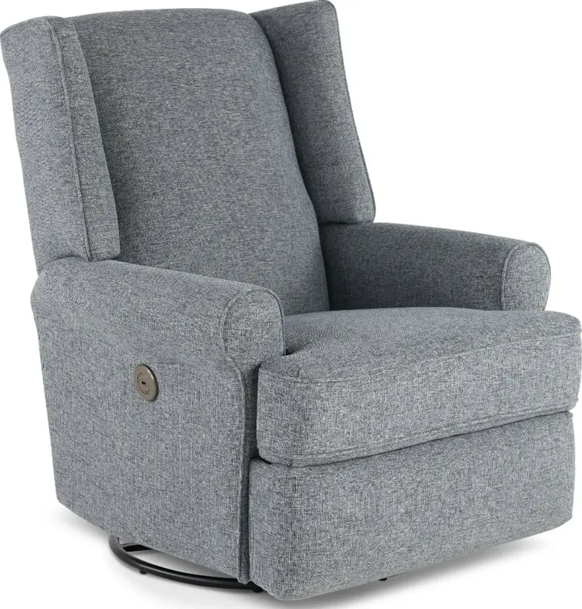 Logan Denim Blue Power Glider Recliner with Swivel