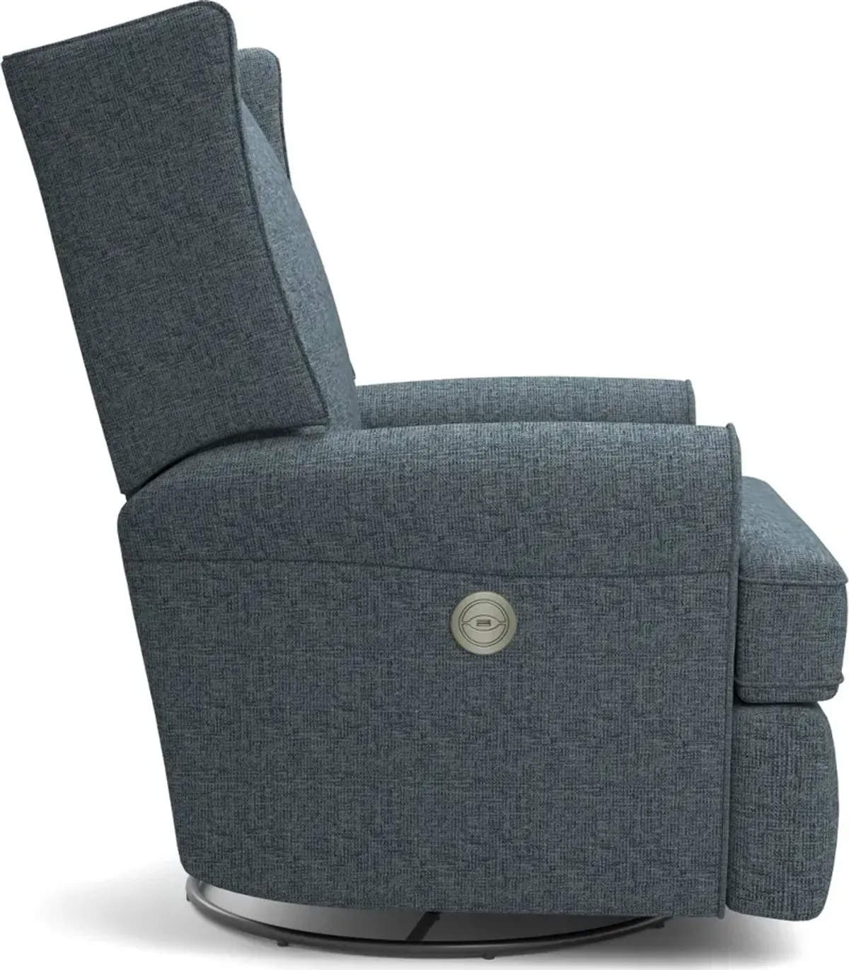 Logan Denim Blue Power Glider Recliner with Swivel