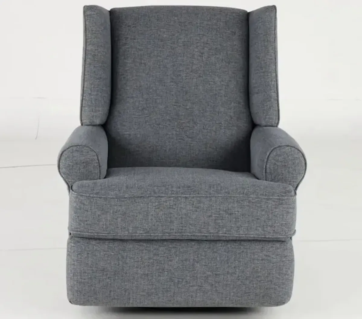 Logan Denim Blue Power Glider Recliner with Swivel