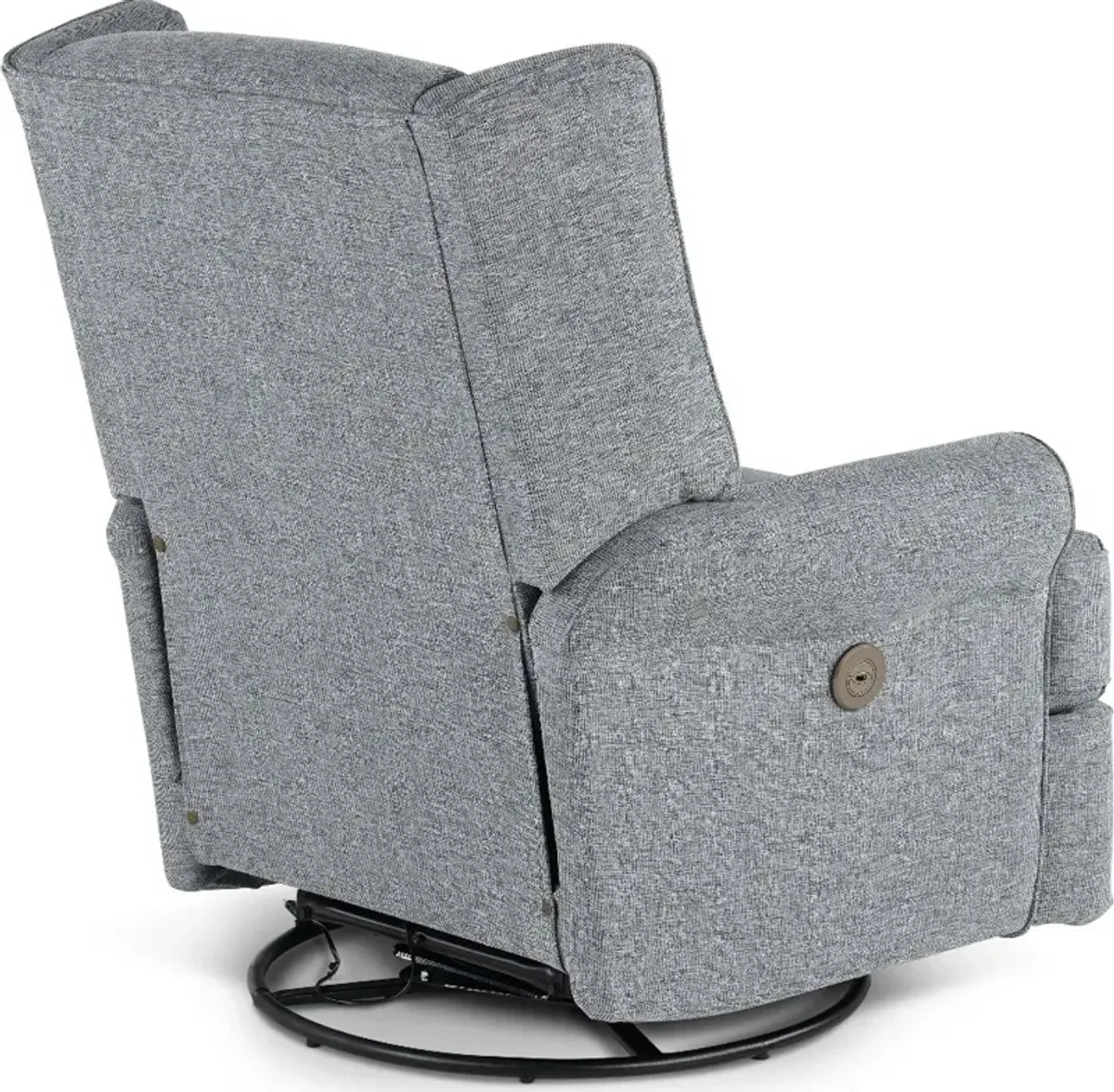 Logan Denim Blue Power Glider Recliner with Swivel