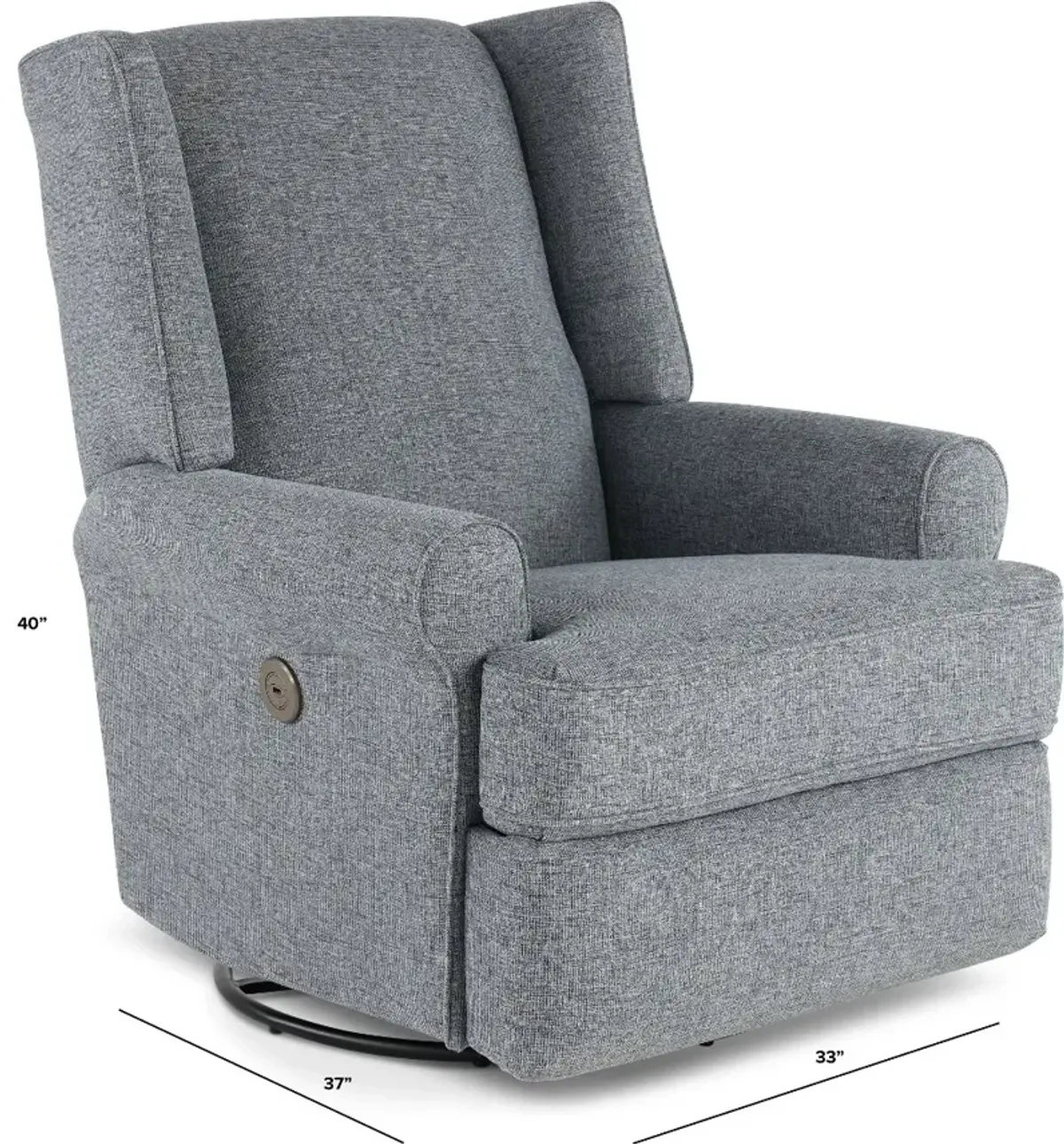 Logan Denim Blue Power Glider Recliner with Swivel